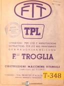 FTT TPL, Lathe, Illustrated Drawings showing Parts Identification Manual